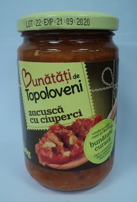 Bunatati de Topoloveni Zacusca cu ciuperci front packaging