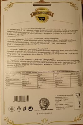 Szárított pulykasonka ingredients label