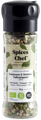 Nettle & Malabar white pepper biomill 75g Organic front packaging