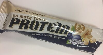 Protein bar blueberry & white chocolate front packaging