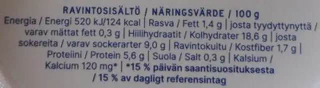 Kaurarahku kaakao & toffee nutrition facts table