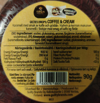 Gilties drops coffee & cream