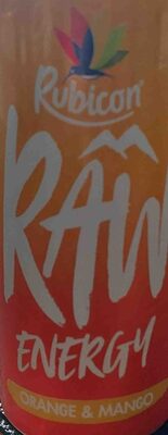 Raw energy orange & mango front packaging