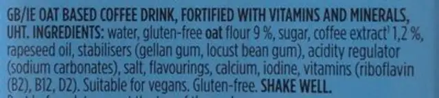 Ice ice coffe original ingredients label