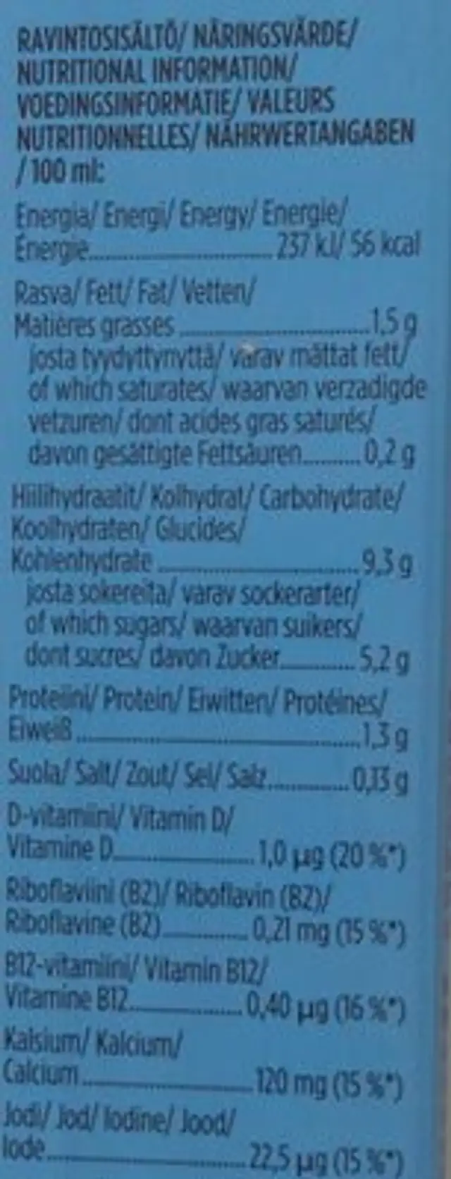Ice ice coffe original nutrition facts table