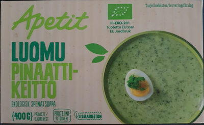 Luomu pinaattikeitto front packaging