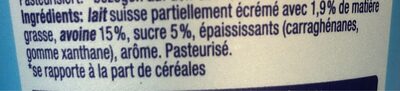 Porridge ingredients label