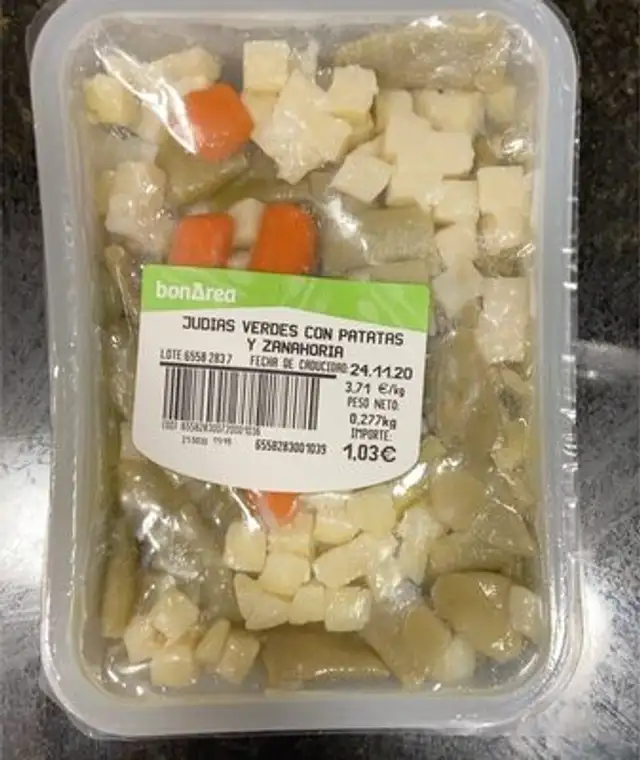 Judias verdes con patatas y zanahoria front packaging