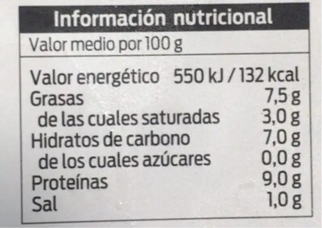 Manita de cerdo a la cazuela nutrition facts table