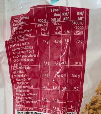 Crunchy Müesli nutrition facts table
