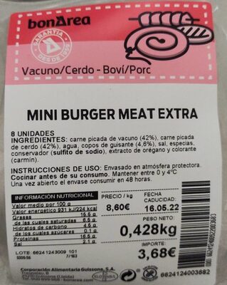 Mini burguer meat extra