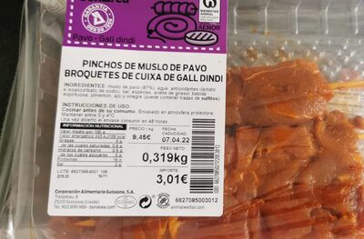 Pinchos de muslo de pavo