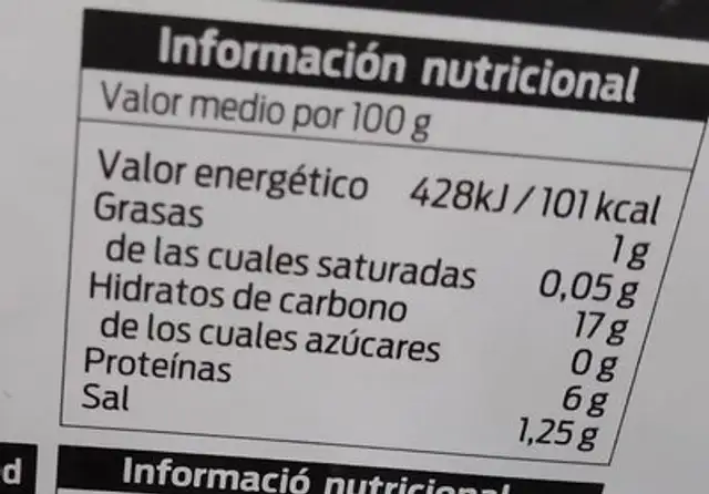 Alubia cocida extra nutrition facts table