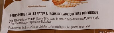 Petits pains grillés ingredients label