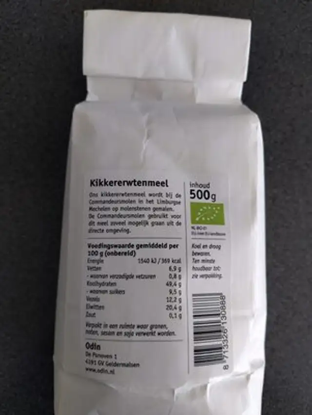 kikkererwtenmeel ingredients label