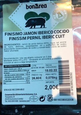 Finisimo jamon ibérico cocido