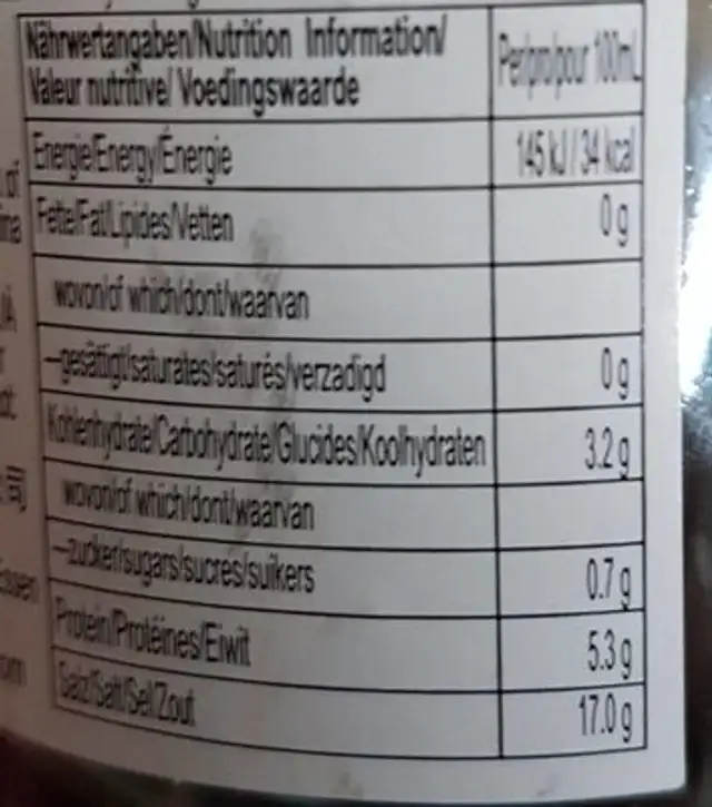 Delicious Light Soy Sauce nutrition facts table