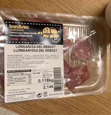 Llonganissa del Rebost front packaging