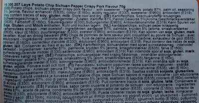 Crispy Meat Flavoured Chips ingredients label