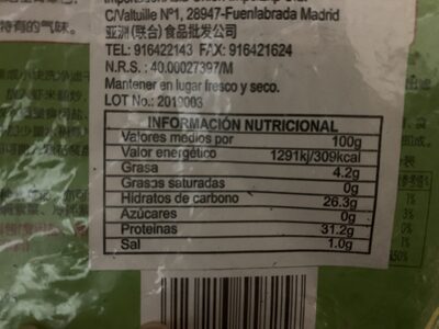 alga marina deshidratada nutrition facts table