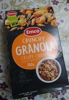 Emco crunchy granola caramel front packaging
