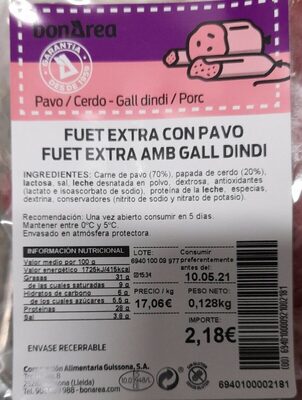 Fuet extra con pavo