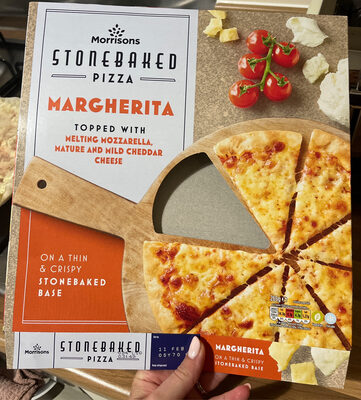 Stonebaked Pizza Margherita Topped with Melting Mozzarella, Mature and Mild Chedder Cheese