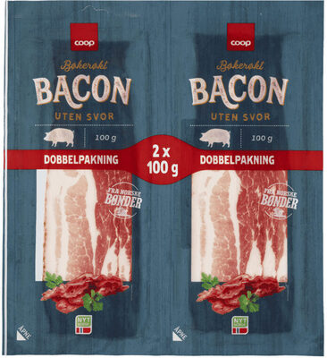 Coop Bacon uten Svor 2X100g front packaging
