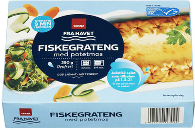Coop Fiskegrateng med Potetmos 350g front packaging