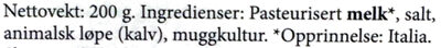 Gorgonzola D.O.P Piccante ingredients label