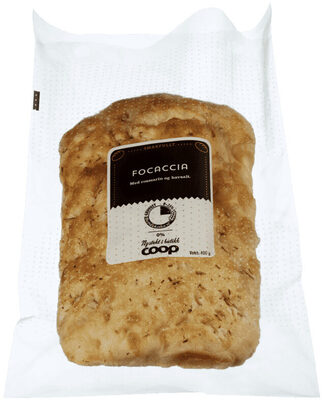 Coop Focaccia Salt og Rosmarin 400g front packaging