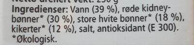 Bønnemiks ingredients label