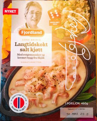 Langtidskokt salt kjøtt front packaging