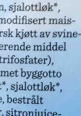 Langtidskokt salt kjøtt ingredients label
