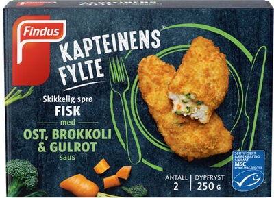 Kapteinens Fylte m/Ost,Brok,Gulr Saus 250g Findus
