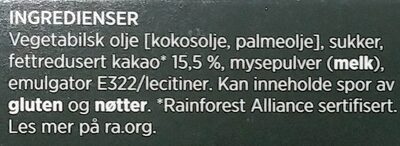 Belgiske Trøffler med kakaopulver ingredients label