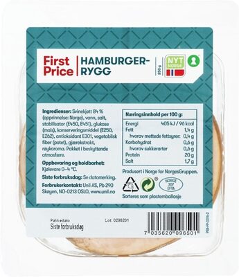 Hamburgerrygg 250g First Price