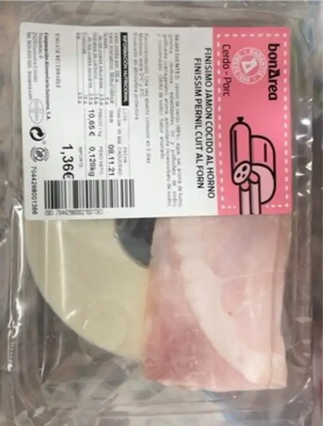 Finissimo jamon cocido al horno front packaging