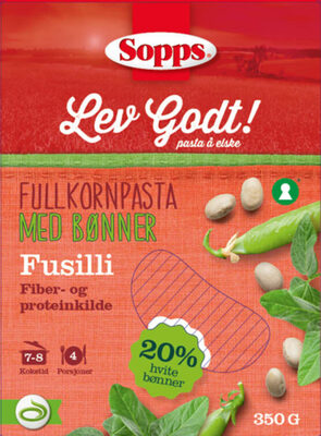 Fusilli Fullkorn m/Bønner 350g Sopps
