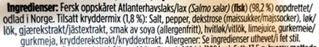 Salma Burger Pepper & Lime 2stk ingredients label