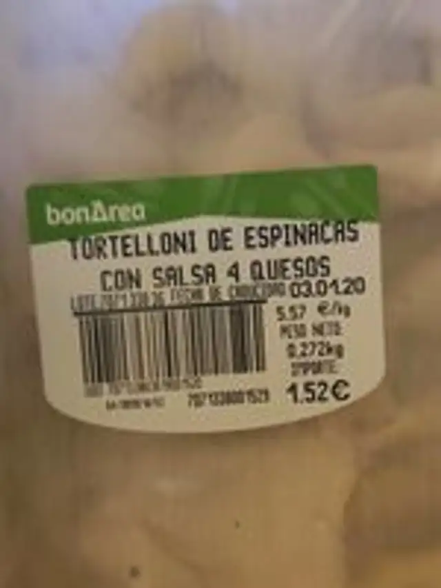Tortelloni de espinacas con salsa 4 quesos