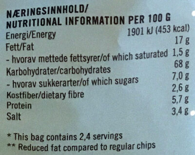 Poppa Quinoa Creme Fraiche 60g nutrition facts table