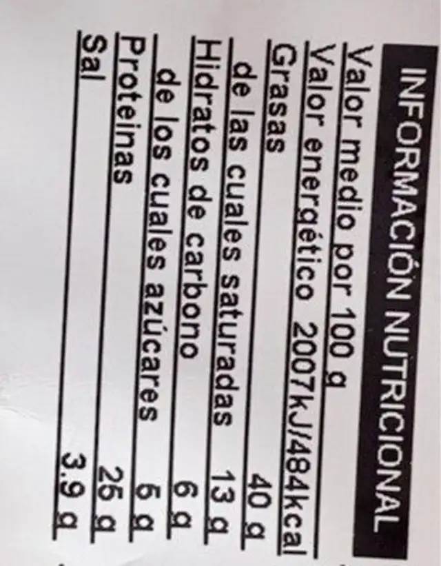 Fuet iberico extra nutrition facts table