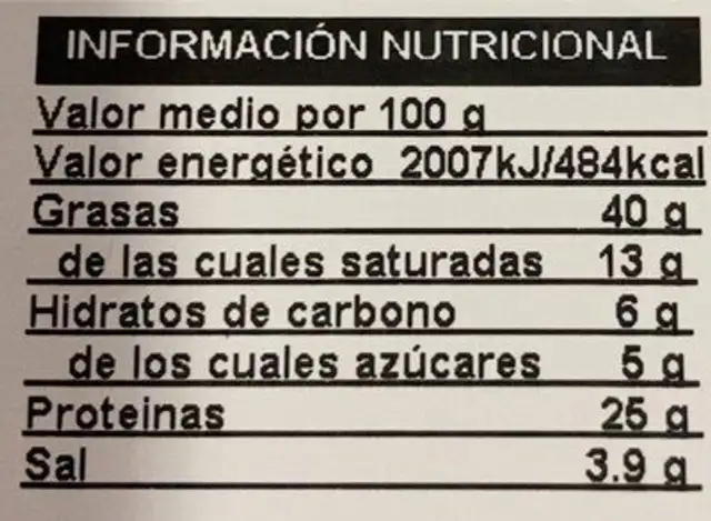 Fuet ibérico extra nutrition facts table
