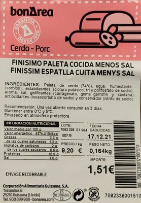 Finísimo paleta cocida menos sal