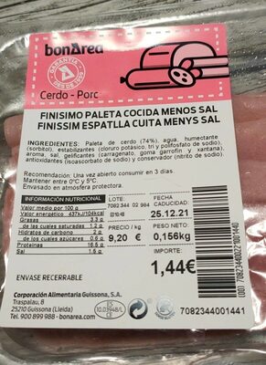 Finisimo paleta cocida menos sal