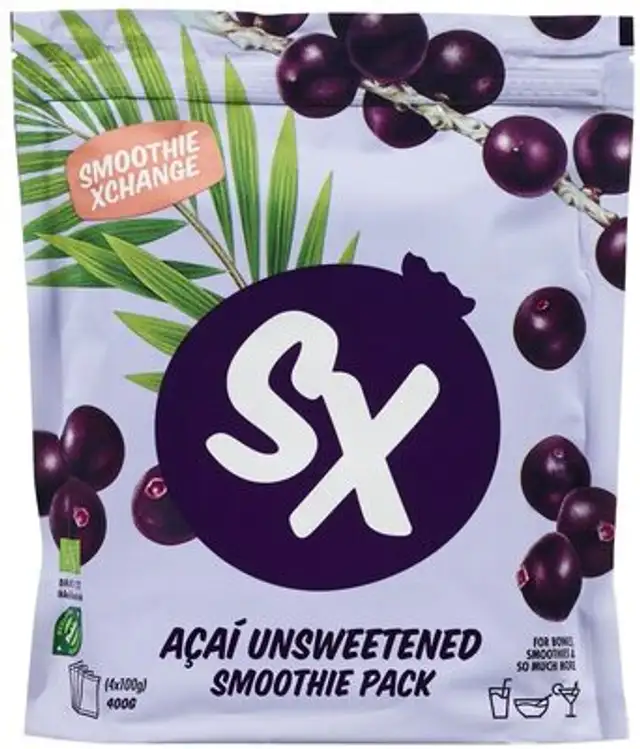 Acai Smoothie Pack Usøtet, 400 g front packaging
