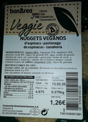 Nuggets veganos front packaging