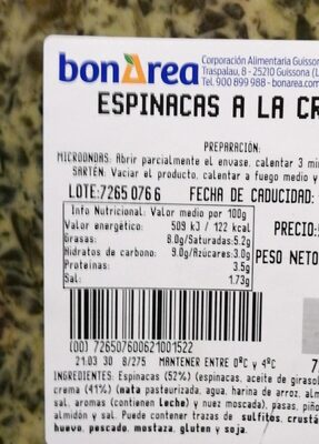 Espinacas a la crema