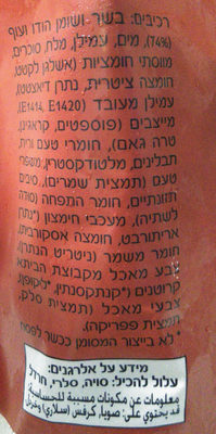 Poultry sausages ingredients label